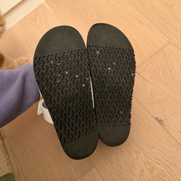 Hermes Chypre White and Black Slide Sandals - Picture 2 of 2